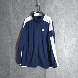 Under Armour Track Jacket Mens Sz XXL Navy White Full Zip Athletic Warm Up Logo